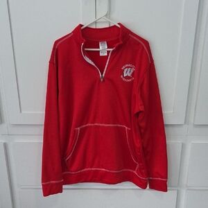 University Of Wisconsin Quarter Zip Up Red Pullover